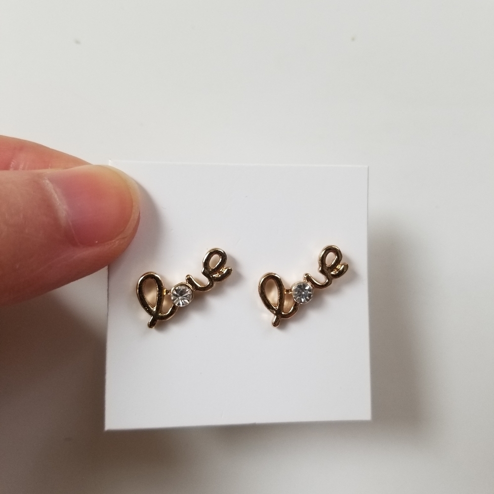 "Love" Goldtoned Stud Earrings